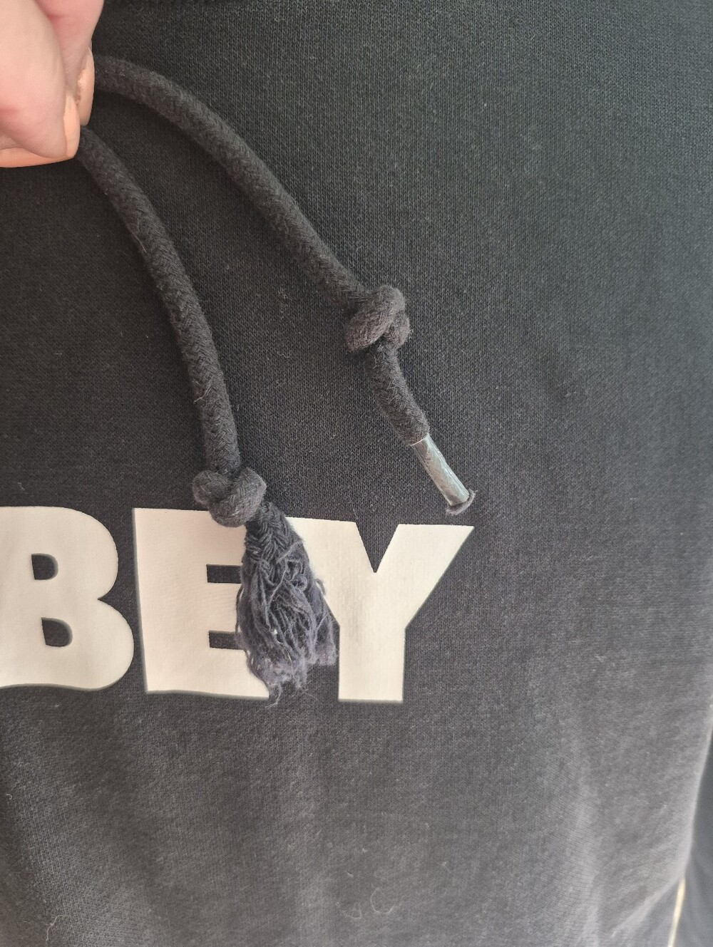 3/$99 Obey Black Pullover Hoodie with White Logo - Picture 4 of 5